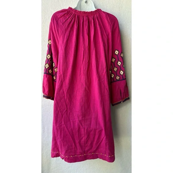 Sundance Saira Cover Up Pink Tassels Long Sleeve Embroidered - Picture 2 of 5